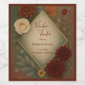 Elegante herfst bloemenbruiloft wijn etiket (Enkel label)