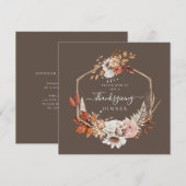 Elegante herfst bloemendankdiner kaart (Voorkant / Achterkant)
