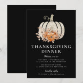 Elegante herfst bloemendiner Thanksgiving uitnodig Kaart (Voorkant / Achterkant)