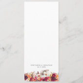 Elegante herfst bloemenkleur pompoen bruiloft menu (Achterkant)