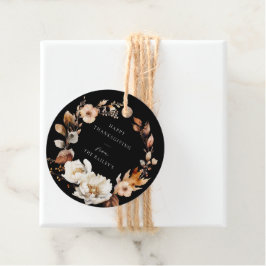 Elegante Herfst bloemenkrans Bedankjes Labels