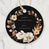 Elegante Herfst bloemenkrans Bedankjes Labels (Voorkant)