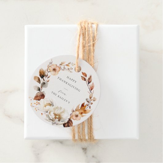 Elegante Herfst bloemenkrans Bedankjes Labels (In situ)