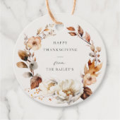 Elegante Herfst bloemenkrans Bedankjes Labels (Voorkant)