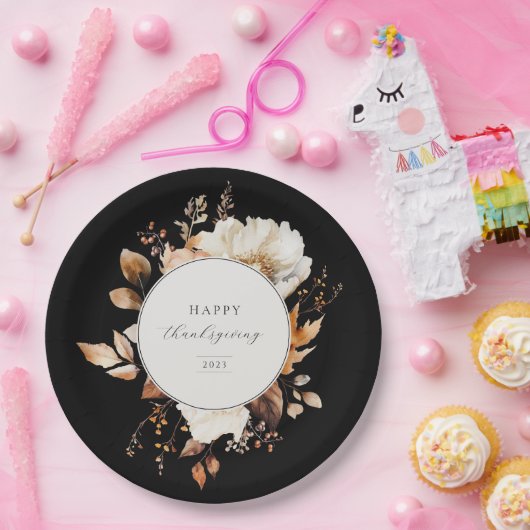 Elegante Herfst bloemenkrans Papieren Bordje (Feest)