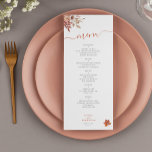 Elegante herfst bloementerracotta bruiloft menu<br><div class="desc">Moderne rustieke herfst herfst roest verbrand sinaasappel terracotta waterverf botanisch gebladerte elegante aangepaste menukaart.</div>