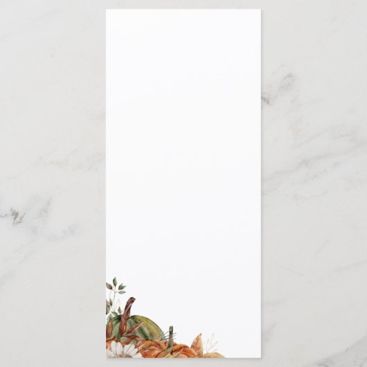 Elegante herfst bloementerracotta bruiloft menu (Achterkant)