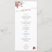 Elegante herfst bloementerracotta bruiloft menu (Voorkant)