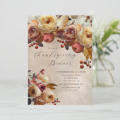 Elegante herfst bloemenuitnodiging Thanksgiving Kaart (Staand voorkant)
