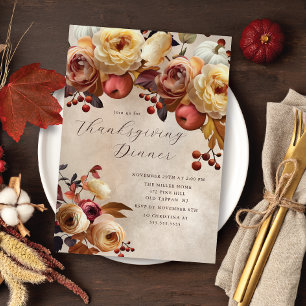 Elegante herfst bloemenuitnodiging Thanksgiving Kaart