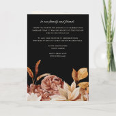 Elegante herfst bloemenzwart bruiloft ceremonie programma (Achterkant)