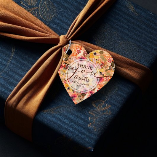 Elegante Herfst Bloemige Bruids Shower Bedankje Bedankjes Labels