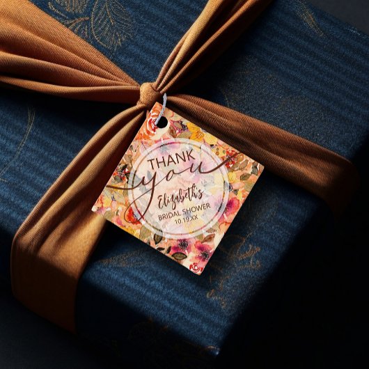 Elegante Herfst Bloemige Bruiloft Dank Je Bedankjes Labels