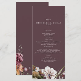 Elegante herfst bloemige bruiloft menu