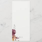 Elegante herfst bloemige bruiloft menu (Achterkant)