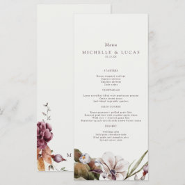 Elegante herfst bloemige bruiloft  menu