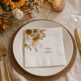 Elegante Herfst Bloemige Bruiloft Servet