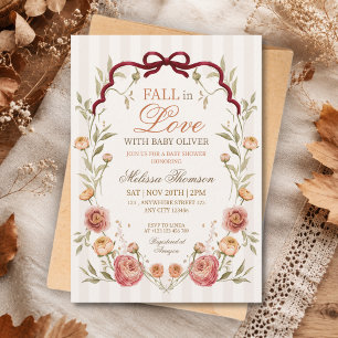 Elegante herfst bloemige 'Fall In Love' baby showe Kaart