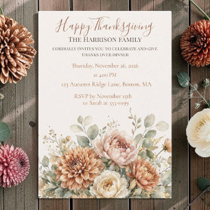 Elegante herfst bloemige Happy Thanksgiving op maa Kaart