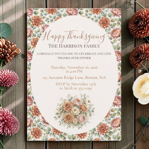Elegante herfst bloemige Happy Thanksgiving op maa Kaart