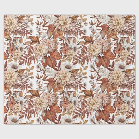 Elegante herfst bloemige inpakpapier (Vlak)