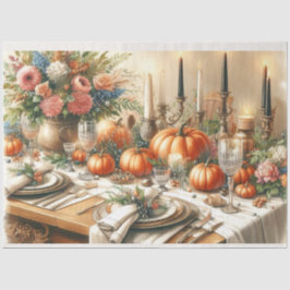 Elegante herfst bloemige pompoen decoupage  tissuepapier