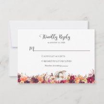 Elegante Herfst Bloemige Pompoen Huwelijk RSVP