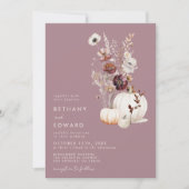 Elegante herfst bloemige pompoen trouw uitnodiging (Voorkant)
