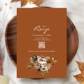 Elegante Herfst Bloemige Terracotta Boho Bruiloft Kaart