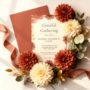 Elegante herfst bloemige Thanksgiving dinerfeest Kaart
