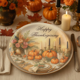 Elegante herfst bloemige thanksgiving-vakantie papieren bordje