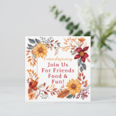 Elegante herfst bloemrijke frame Friendsgiving din Feestdagenkaart (Staand voorkant)