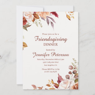 Elegante herfst bloemrijke Friendsgiving diner Kaart