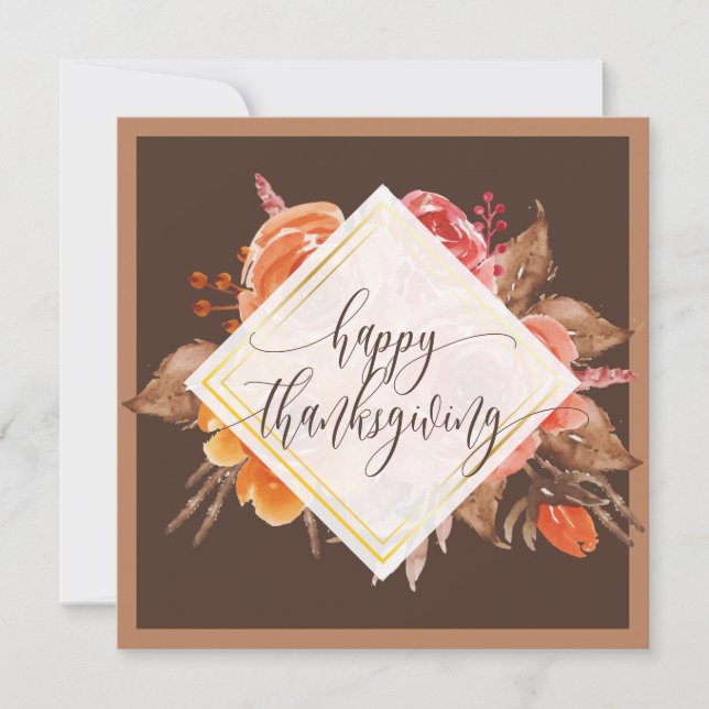 Elegante herfst bloemrijke script gelukkig thanksg (Voorkant)