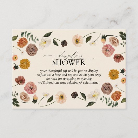 Elegante herfst bloemschik bruiloftdouche informatiekaartje (Voorkant)