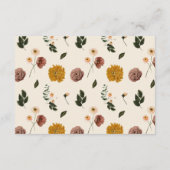 Elegante herfst bloemschik bruiloftdouche informatiekaartje (Achterkant)