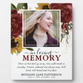 Elegante Herfst Bloemstuk Foto Herdenking Fotoplaat (Voorkant)