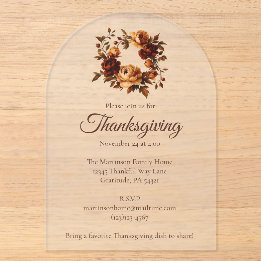 Elegante herfst bloemstuk herfstkrans Thanksgiving Acryl Uitnodigingen