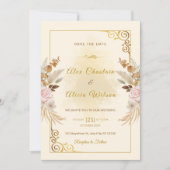 Elegante herfst Blush bloemengoud Lijst bruiloft Kaart (Voorkant)
