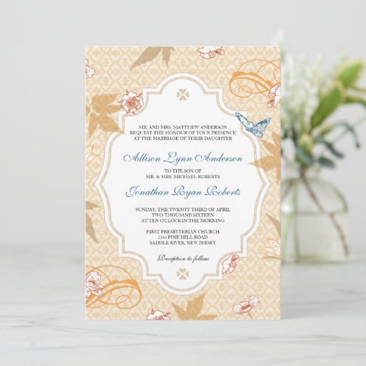 Elegante Herfst Boheemse herfstbruiloft Kaart (Staand voorkant)