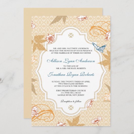 Elegante Herfst Boheemse herfstbruiloft Kaart (Voorkant / Achterkant)