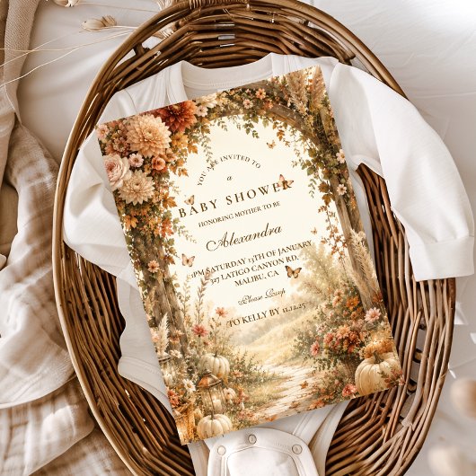 Elegante Herfst Boho Baby Shower Kaart