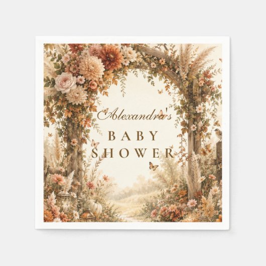 Elegante herfst boho baby shower servet (Voorkant)