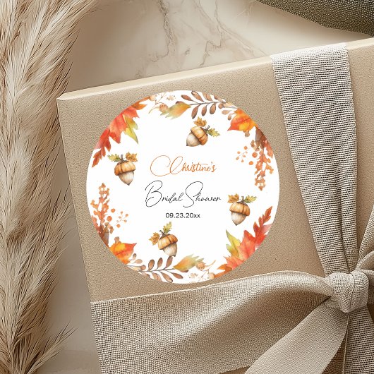 Elegante herfst Boho bloemige bruidsdouche Ronde Sticker