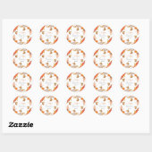 Elegante herfst boho bloemige bruiloftborrel ronde sticker (Vel)