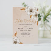 Elegante Herfst Boho Chic Floral 20e verjaardagsfe Kaart (Staand voorkant)