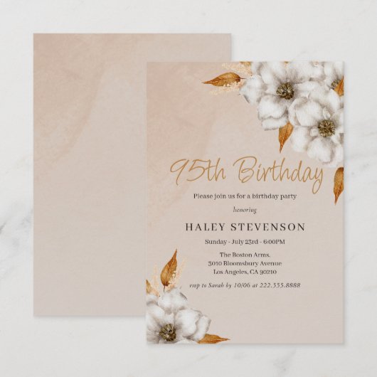 Elegante Herfst Boho Chic Floral 95e verjaardagsfe Kaart (Voorkant / Achterkant)