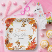 Elegante Herfst Boho Floral Baby shower Papieren Bordje (Feest)