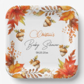 Elegante Herfst Boho Floral Baby shower Papieren Bordje (Voorkant)