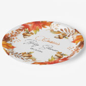 Elegante Herfst Boho Floral Baby shower Papieren Bordje (Gekanteld)